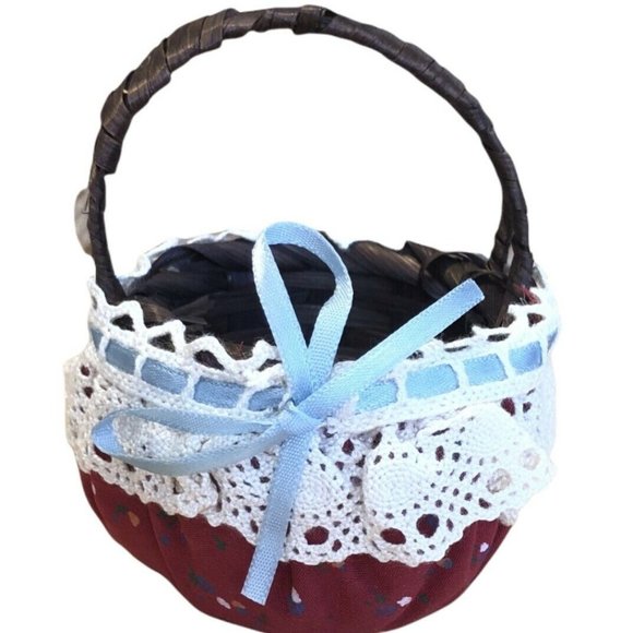 Kurt S. Adler 1983 Handcrafted in Taiwan small Red Christmas basket Vintage - Picture 1 of 5